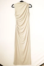 zara S ruched ivory maxi dress event party NYE cocktail sleeveless