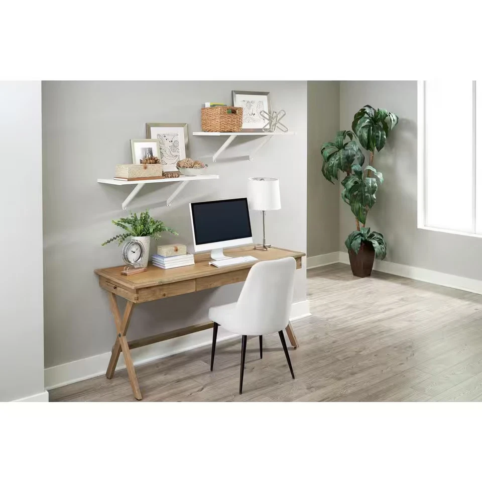 Комплект деревянных стеллажей премиум-класса белый, 2 полки 14 дюймов D X 32 дюйма L - Изображение 2 из 4