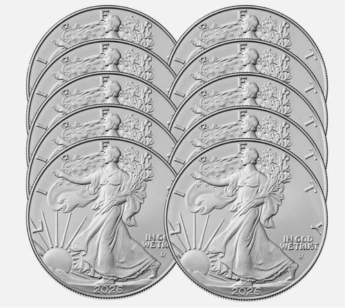 Lot of 10 - 2026 $1 American Silver Eagle 1 oz BU...