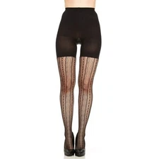 NEW Star Power by SPANX Center Stage Shaping Tights Diamond Stripe Black Size B