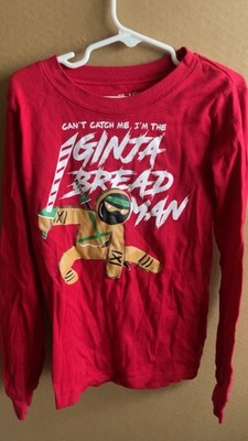 YOUTH CHILDREN'S PLACE RED LONG SLEEVE SHIRT SIZE 8 GINJA BREAD MAN