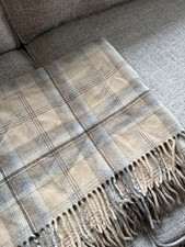 Pendleton Home Collection Plaid Throw Blanket Fringe Made In USA Check Neutral