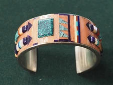 Vintage Zuni Sterling Silver Cuff Bracelet - SIGNED L & J QUAM - FREE SHIPPING!