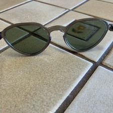 VINTAGE CAT EYE GENUINE GROUND POLISHED LENS CELLULOID SUNGLASSES OLIVE GREEN