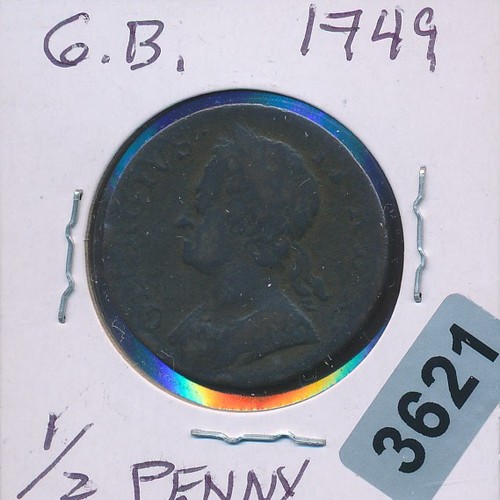 GREAT BRITAIN - 1/2 PENNY - COLONIAL 1749 - #3621