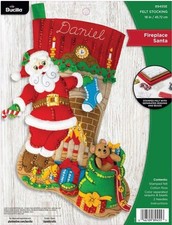 Fireplace Santa Bucilla Felt Christmas Stocking Kit 89455E NEW Unopened