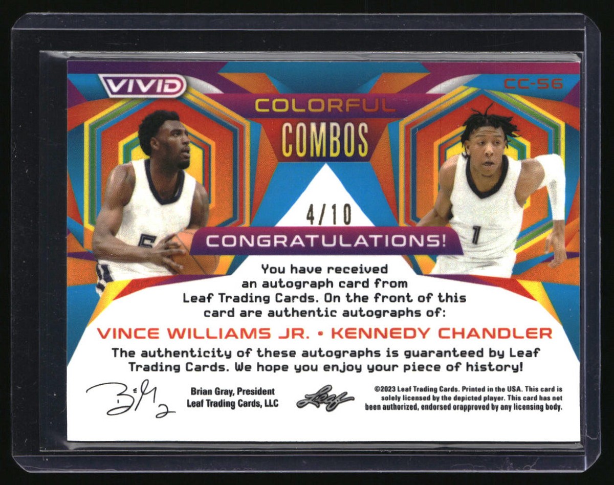 2022-23 Leaf Vivid #CC-56 V Williams Jr. / K Chandler AU, /10