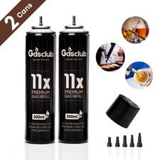 2 Cans GasClub 11X Refined Butane for Lighter Gas Fuel Refill 300mL Cartridge