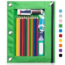 3 Ring Binder Pencil Pouch with Smooth Zipper, ClearWindow Binder