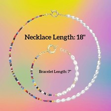 Bohemian Colorful Beaded Beach Necklace  Bracelet Set With Silver Clasp