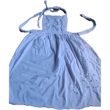 Vintage White Cotton Apron with Flower Embroidery 1 Pockets Child