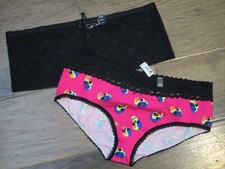 2 PAIRS TORRID PLAID LACE/LACE TRIM CHEEKY PANTIES IN BLACK/SKULLS 4 4X/26