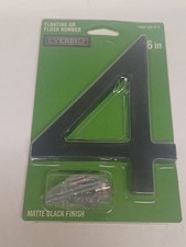 1 Everbilt Floating or Flat Modern House Number 4 Matte Black Aluminum 6"
