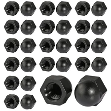 30Pcs Black Nylon M6 Hex Cap Nut, Acorn Hex Nut