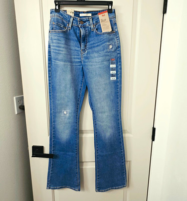 Levi s Women s Blue Denim Bootcut Jeans High Rise Stretch 5-Pocket Button