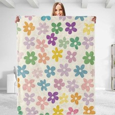 for Colorful Daisy Throw Blanket - Luxurious, Soft  Comfortable Flannel Fuzz...