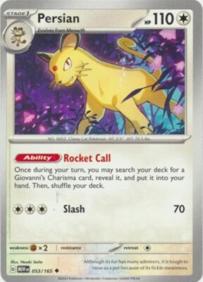 【PSA10】ペルシアン Pokemon Card Persian PSA 10 TOPPS PERSIAN - SERIES 1 WAVE 2 SILVER - #53 POKEMON