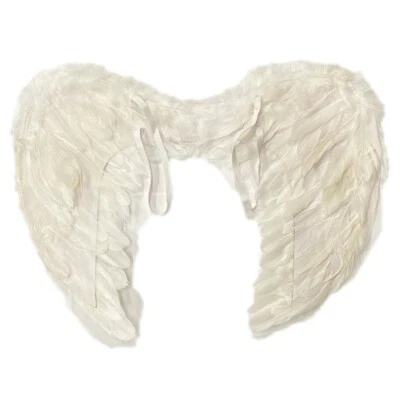 Robe de fantaisie plumes blanches grandes ailes ange de Noël fée accessoire costume - Photo 1/2