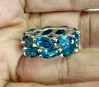 HSN Colleen Lopez Sterling Silver London Blue Topaz 2-Row Band Ring Size 5 — photo 5