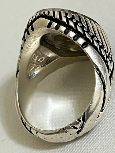 Handmade Men 950 Silver Ring Rare Genuine Yemen Aqeeq Agate عقيق يمني صياغة الأش - Picture 14 of 22