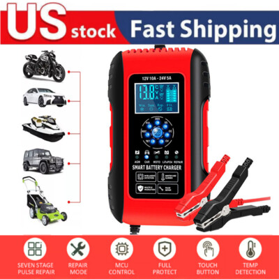 #ad #ad 10A Lifepo4 Battery Charger – 12V 24V Smart Charger for Marine Boat Auto Truck $21.99