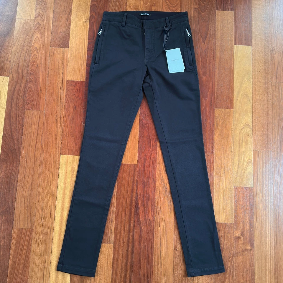 BALMAIN Men's Black Slim Trousers, Size 28 US (44 EU) - $950 Retail (New BNWT) - Image 3 of 4