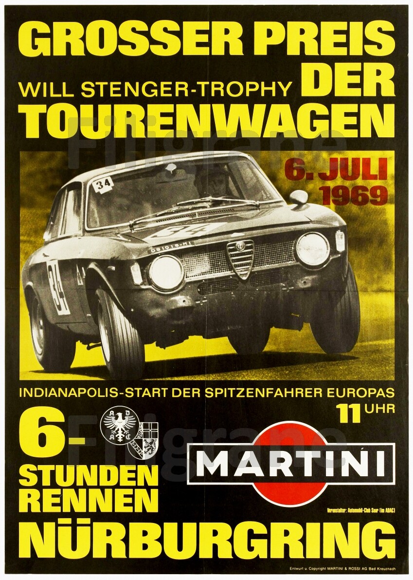 Poster Vintage Nürburgring 1934 - Haute Qualité 50x70 Cm, Papier, Affiche Auto Rétro
