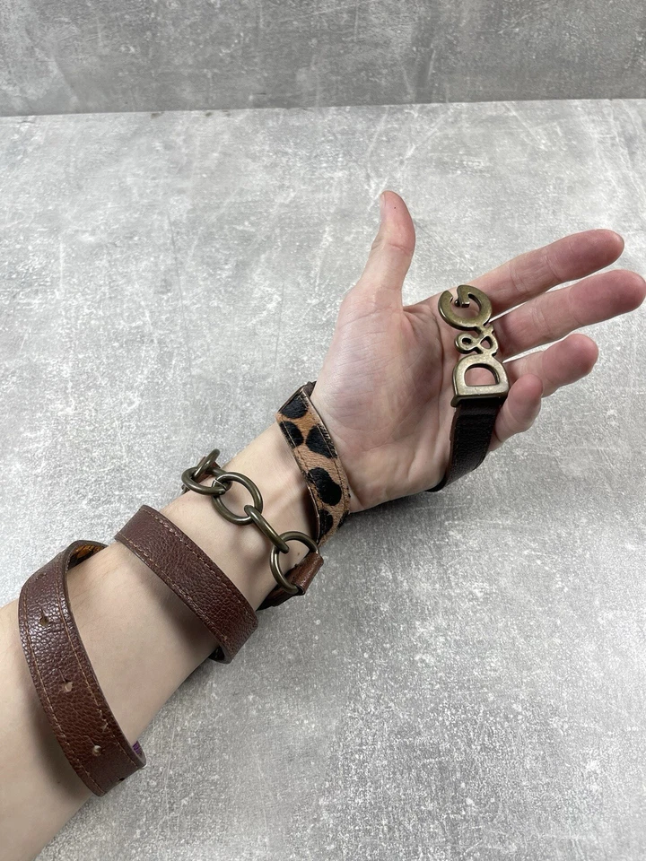 Cinturón Dolce&Gabbana Archives Cuero Marrón Selva Celebridad DsG Logo Hecho en TI Foto 2 de 4