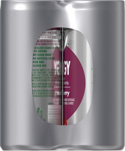 V8 +Energy Black Cherry Juice Energy Drink 8 fl oz Can 6 Pack - Picture 4 of 6