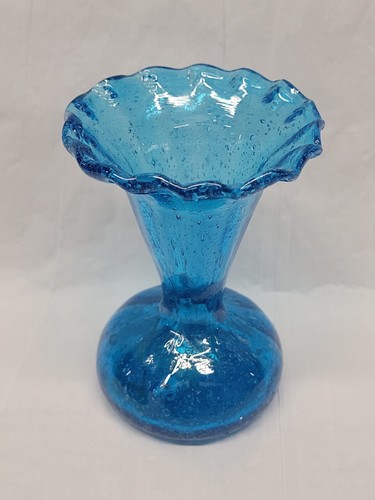 VTG Art Glass Vase Peacock Blue Hand Blown B. Tovar Made In Mexico 1960s # 4636 - Picture 13 of 18