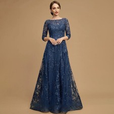 A-line Scoop Neck Elegant Lace Sequins Mother of the Bride Dresses Wedding Party