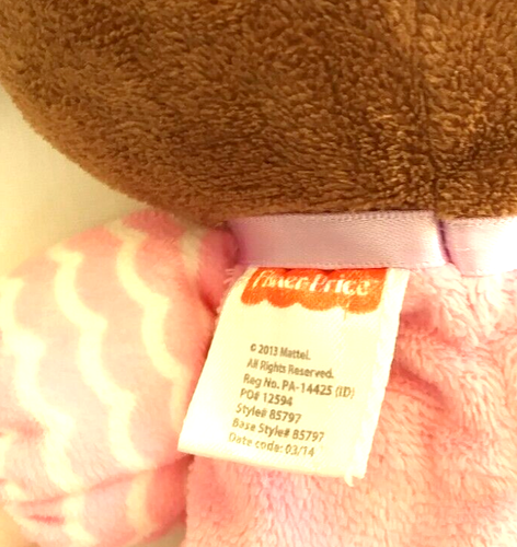 Peluche 8" Fisher Price My First Doll Rosa Bruna Imbottito Baby Coccinella Sonagli - Foto 3 di 4