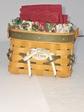 LONGABERGER 2000 Basket Let It Snow With Liner,Protector,Tie On,& Clothe (s)
