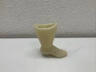 Vintage Fenton Cream Milk Glass Hobnail Laced High Boot