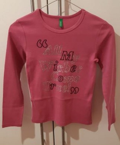 Maglia maglietta t-shirt maniche lunghe cotone BENETTON bimba bambina 7/8  anni | eBay