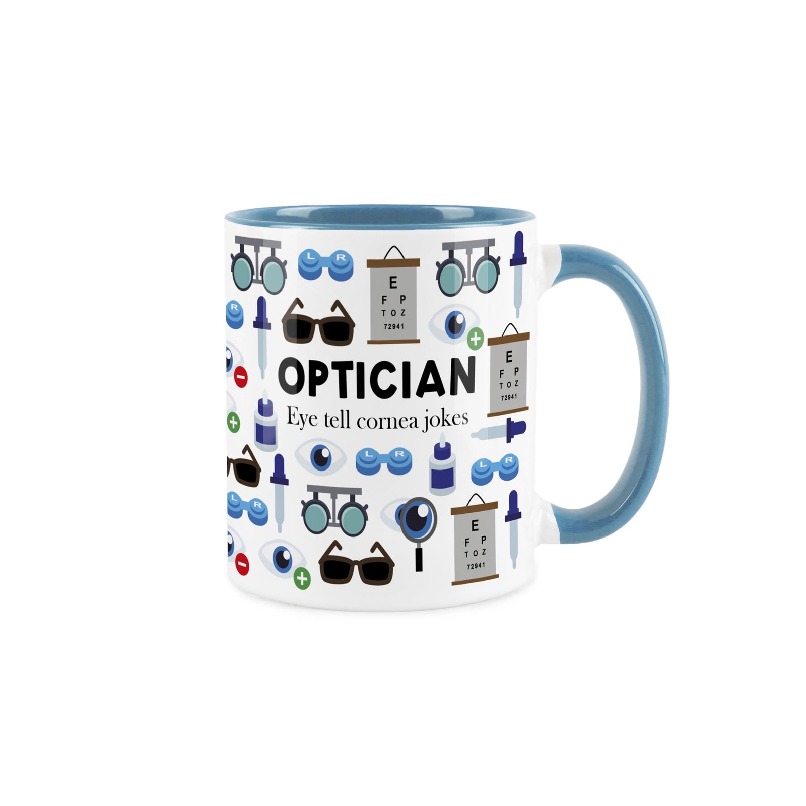 Optician Mug - Humourous Trades Novelty Gift Blue Ceramic Cup for Eye Doctors