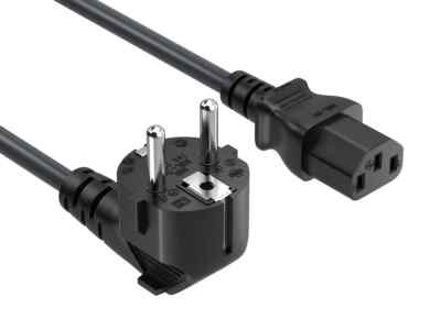 Right Angle European Schuko Power Cord (CEE 7/7 to IEC320 C13R) - 3/6/8/10 ft