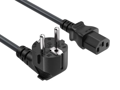 18 AWG Right Angle European Schuko Power Cord (CEE 7/7 to IEC320 C13R)