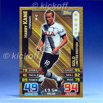 【新品・タグ付き】ハリー・ケイン ＃１０ トットナム １５／１６（H） Match Attax 2015-2016: Harry KANE - GOLD Limited Edition