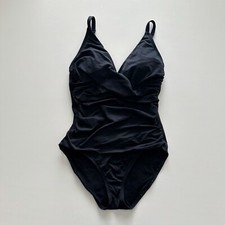 TOMMY BAHAMA Pearl Wrap-Front One-Piece Swimsuit TSW80110P : Black, Women  s 6