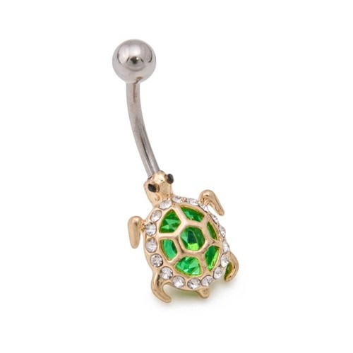 Green Jeweled Turtle Navel Belly Button Rings New Body Jewelry