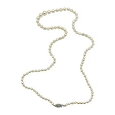 10K White Gold Vintage Graduated Akoya Saltwater Pearl Necklace Japan 20.75"