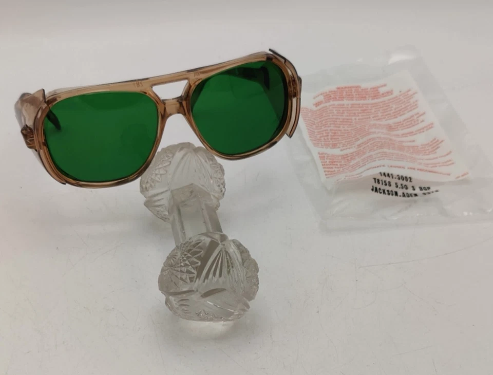 Vintage New Old Stock ADEN Safety Glasses w/ Side Shields Green Lens Very Cool! - Image 2 of 4