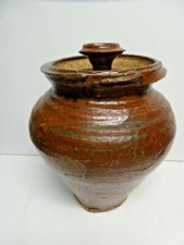 AUSTRALIAN POTTERY LIDDED POT CANISTER URN STUDIO ARTIST MID CENTURY SIGNED