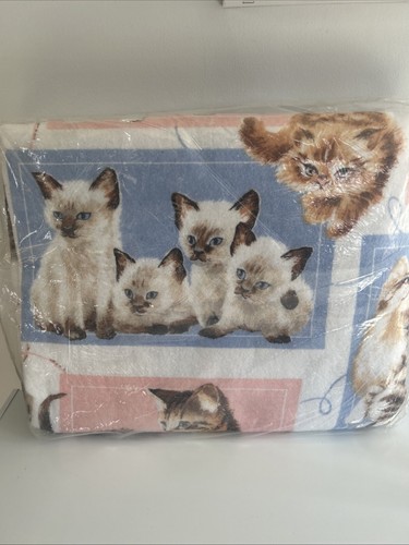 Vintage Kitty Cat Blanket Kitten 72”X 90” Full Or Twin Owen Blanket - Picture 4 of 8