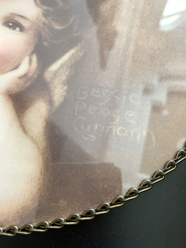 Bessie Pease Gutmann Framed Print Baby Angel Cherub Oval Brass Chain Frame MCM - Picture 13 of 15