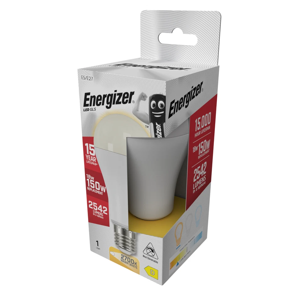 12x 18W (=150W) Energizer GLS ES E27 LED Light Bulb Lamp 2700K Warm White 2542Lm - Image 3 of 3