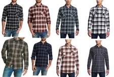 Weatherproof Vintage Men's Lightweight Plaid Flannel Long Sleeves Shirt