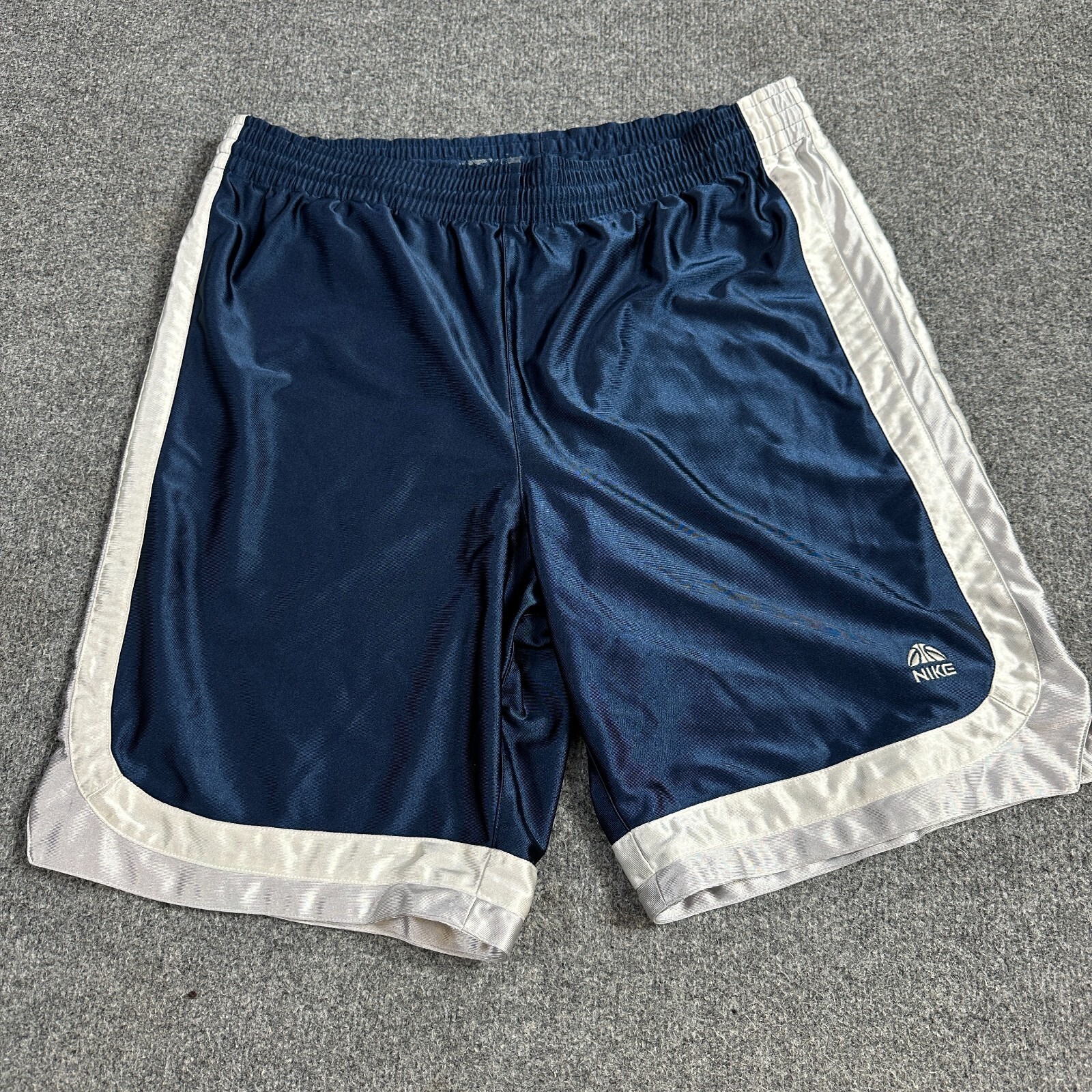 Nike Basketball Shorts M Blue Satin Vintage Gray Tag Gem