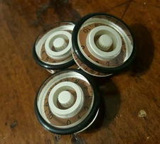 3 Guitar Speed Volume/Tone Knobs With JAT- SPEED GRIPS.. Brown/Cream...   JAT